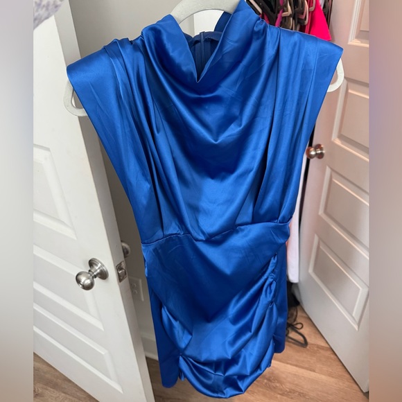 Amazon Dresses & Skirts - Royal Blue Satin Cowl Neck Dress